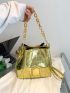 Crocodile Embossed Bucket Bag Small Metallic Funky