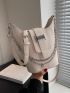 Lady Chain Bucket Crossbody White Bag