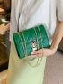 Quilted Square Bag Mini Flap Green