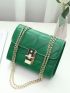 Quilted Square Bag Mini Flap Green