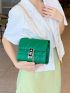 Quilted Square Bag Mini Flap Green