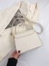 Letter Graphic Square Bag Mini Flap White