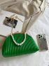 Faux Pearl Beaded Ruched Bag Small Green