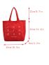 Letter Graphic Shopper Bag Corduroy Red