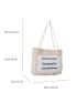 Letter Graphic Straw Bag Vacation Lace Detail