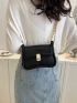 Minimalist Square Bag Mini Flap Twist Lock Black