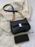 Minimalist Square Bag Mini Flap Twist Lock Black