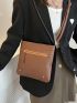 Minimalist Square Bag Zipper Medium Brown