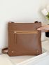 Minimalist Square Bag Zipper Medium Brown