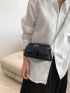 Buckle Decor Square Bag Small Flap Black