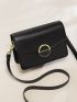 Minimalist Square Bag Small Flap Black