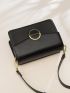 Minimalist Square Bag Small Flap Black