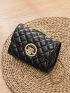 Quilted Square Bag Mini Flap Black