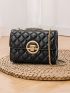 Quilted Square Bag Mini Flap Black