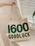 Letter Graphic Shopper Bag Small Canvas