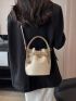 Crocodile Embossed Bucket Bag Mini Buckle Decor