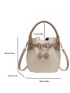 Crocodile Embossed Bucket Bag Mini Buckle Decor