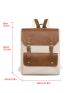 Medium Flap Backpack Colorblock Buckle Decor For Daily