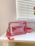 Contrast Binding Square Bag Clear PVC Adjustable Strap For Daily