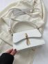 Crocodile Embossed Square Bag Tassel Decor Flap For Daily