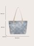 Large Shoulder Tote Bag Geometric Pattern Double Handle For Daily