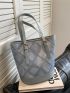 Small Shoulder Tote Bag Geometric Pattern Double Handle For Daily