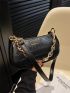 Crocodile Embossed Hobo Bag Black Fashionable Chain Decor For Daily