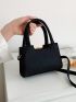 Mini Square Bag Black Minimalist Double Handle For Daily