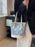 Small Bucket Bag Colorblock Geometric Pattern Double Handle For Daily