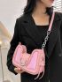 Medium Hobo Bag Pink Fashionable Metal Decor For Daily