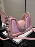 Medium Hobo Bag Pink Fashionable Metal Decor For Daily