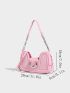 Medium Hobo Bag Pink Fashionable Metal Decor For Daily