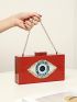 Sequins Red Box Bag Acrylic Clutch Bag Glitter Purse Evening Handbag For Party