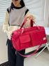 Medium Duffel Bag Red Fashionable Double Handle With Shoes Compartment Waterproof For Travel & Gym