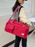 Medium Duffel Bag Red Fashionable Double Handle With Shoes Compartment Waterproof For Travel & Gym