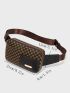 All Over Print Fanny Pack Metal Decor Adjustable Strap For Daily Geometric Print Belt Bag, Small Artificial Leather Fanny Pack, Casual Outdoor Sports Purse