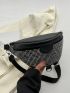 Medium Fanny Pack Black Studded Decor Adjustable Strap For Daily