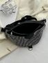 Medium Fanny Pack Black Studded Decor Adjustable Strap For Daily