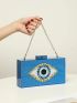 Sequins Blue Box Bag Acrylic Clutch Bag Glitter Purse Evening Handbag For Party