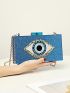 Sequins Blue Box Bag Acrylic Clutch Bag Glitter Purse Evening Handbag For Party