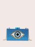 Sequins Blue Box Bag Acrylic Clutch Bag Glitter Purse Evening Handbag For Party