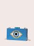 Sequins Blue Box Bag Acrylic Clutch Bag Glitter Purse Evening Handbag For Party