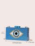 Sequins Blue Box Bag Acrylic Clutch Bag Glitter Purse Evening Handbag For Party