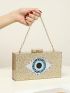 Sequins Gold Box Bag Acrylic Clutch Bag Glitter Purse Evening Handbag For Party