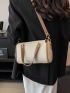 Litchi Embossed Boston Bag Colorblock Double Handle For Work