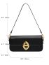 Medium Square Bag Black Metal Decor Flap For Work