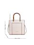 Small Square Bag Elegant Litchi Embossed Letter Graphic Double Handle PU