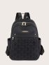 Studded Decor Classic Backpack Quilted Zipper Adjustable-strap