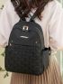 Studded Decor Classic Backpack Quilted Zipper Adjustable-strap