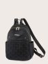 Studded Decor Classic Backpack Quilted Zipper Adjustable-strap